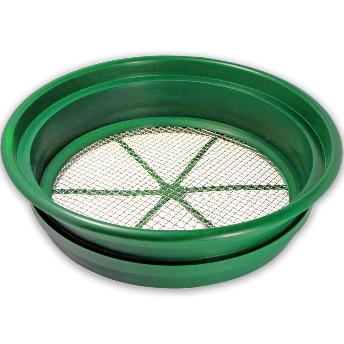 SE 13.25 Inch Stackable Classifier Gold Prospecting Pan green front view