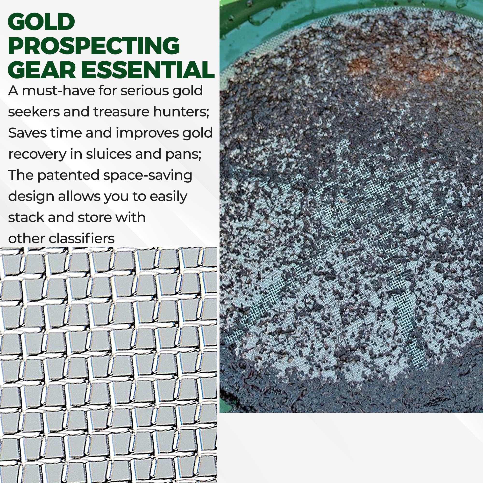 SE Stackable Classifier Pan shown with gold panning setup