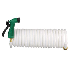 SEACHOICE Coiled Washdown Hose 25 Ft with Sprayer and Brass Fittings