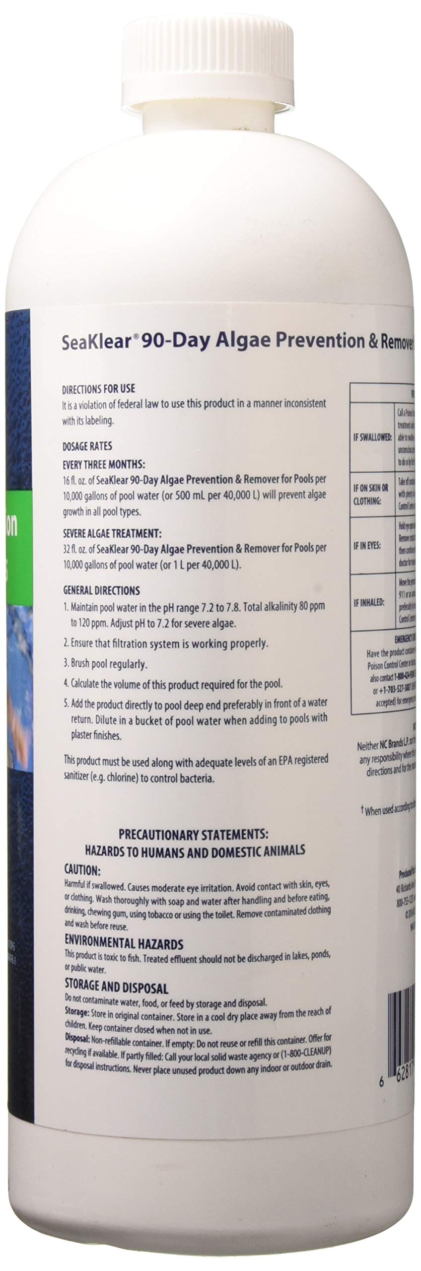 SeaKlear 90-Day Algae Prevention & Remover 1 Qt bottle side view