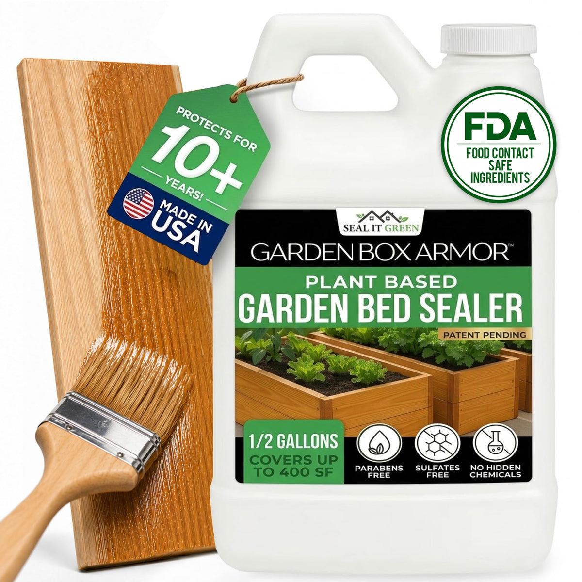 Seal It Green Garden Box Sealer 0.5 gallon liquid container front view