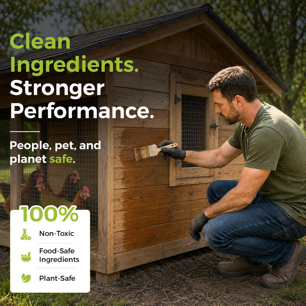 Seal It Green Garden Box Sealer application on wooden raised bed