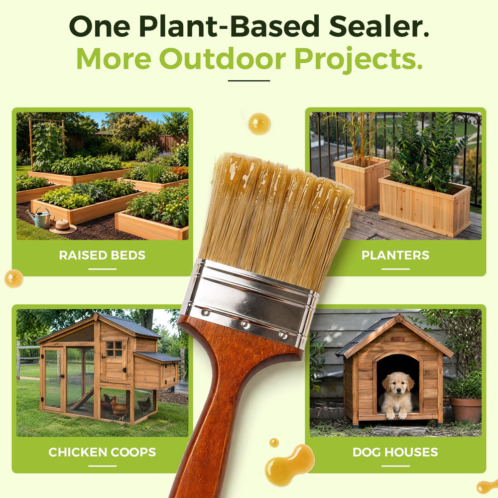 Seal It Green Garden Box Sealer on outdoor wooden planter