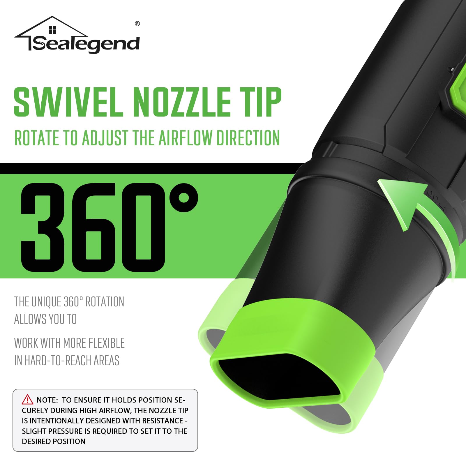 Sealegend Short Blower Attachment 9.5in in use for car drying, Green