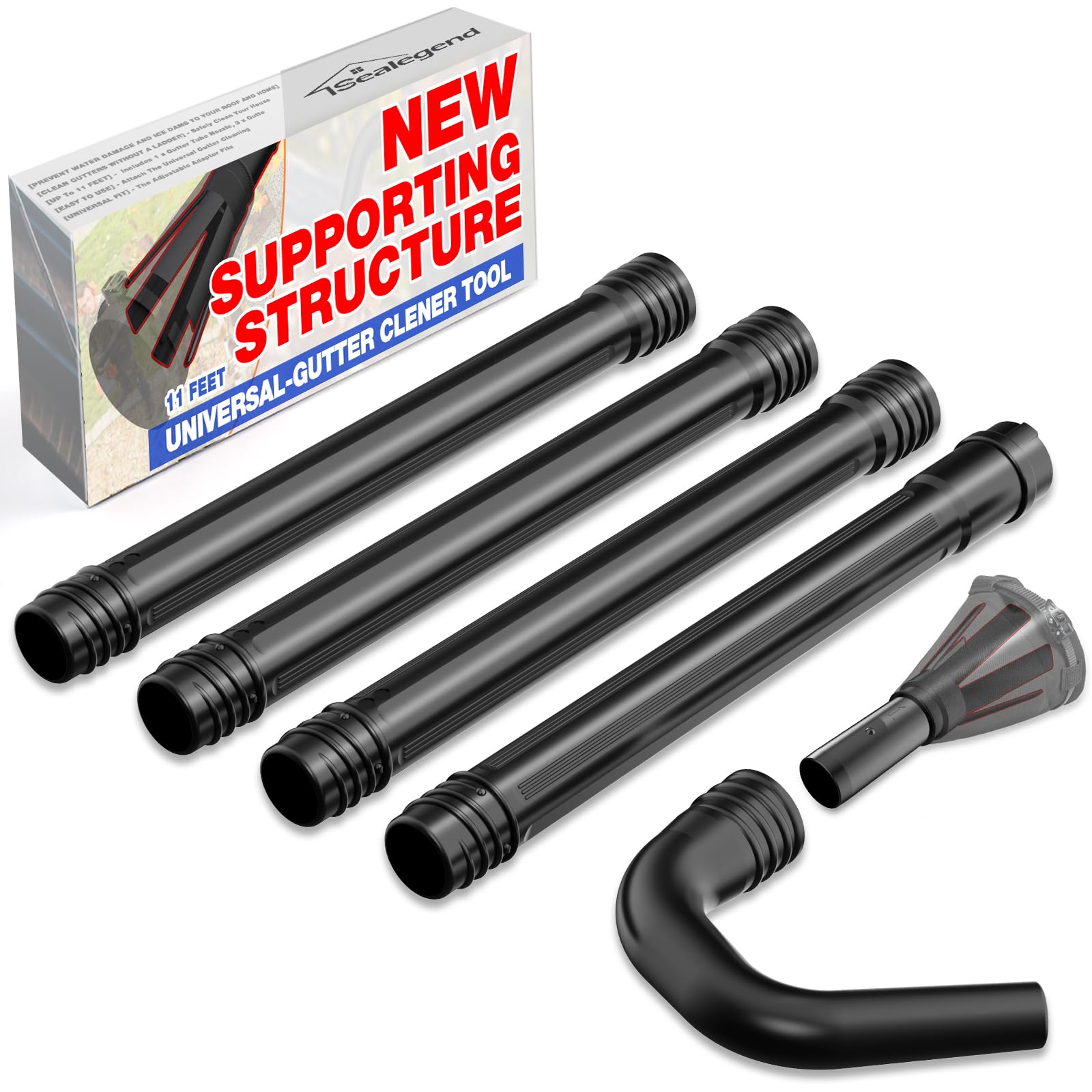 Sealegend Universal Gutter Cleaning Kit components including extension tubes and nozzle