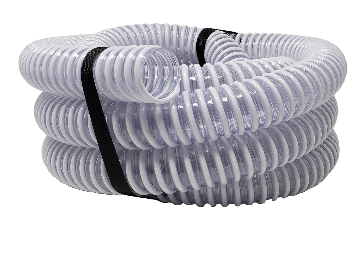 Sealproof 12 FT pool filter connection hose clear front view