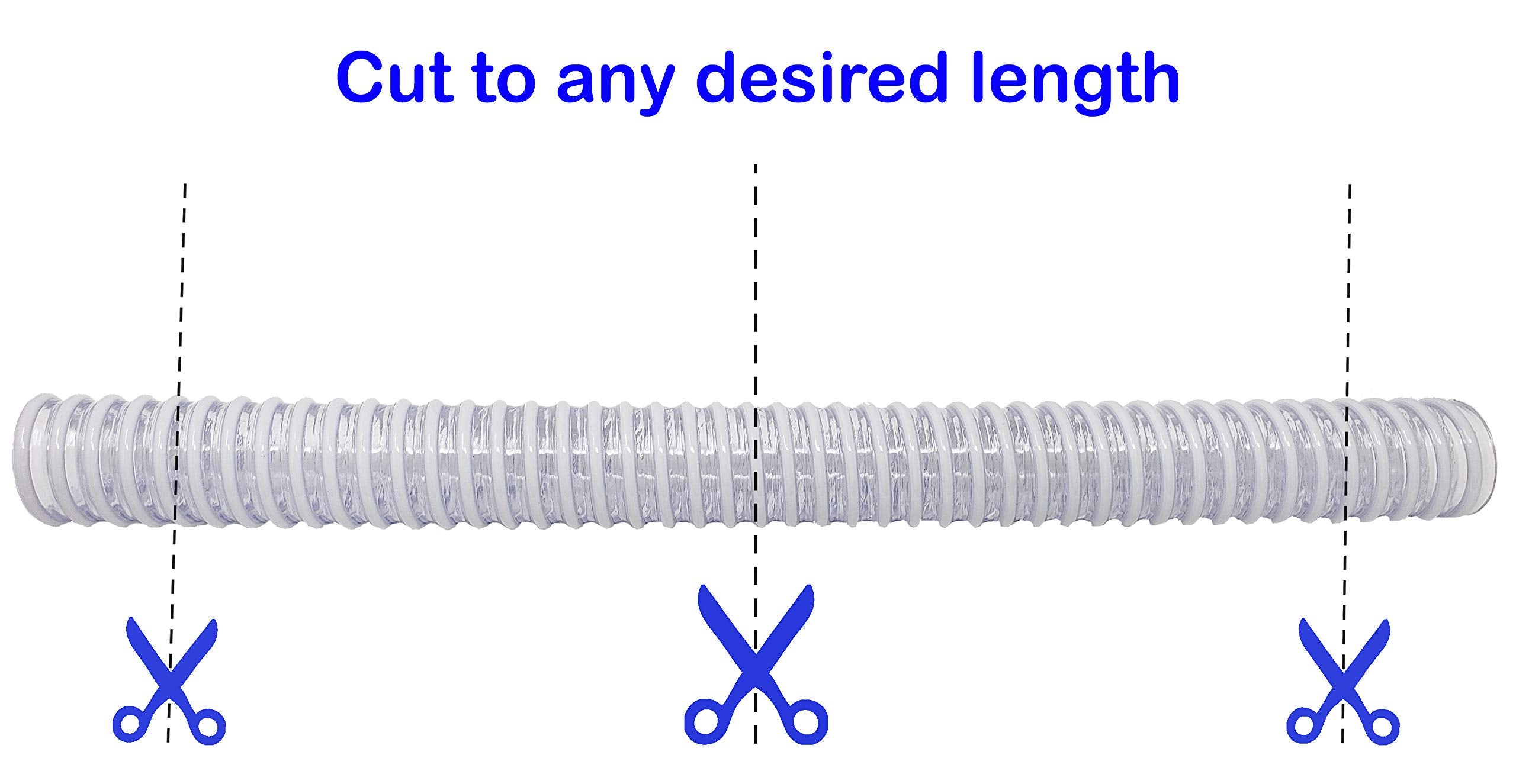 Sealproof pool filter hose showing flexibility and clarity