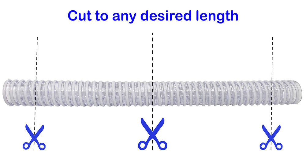 Sealproof pool filter hose showing flexibility and clarity