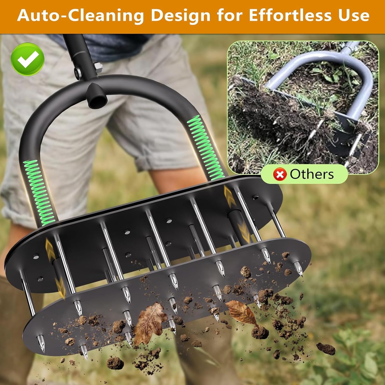 seasky Lawn Aerator with padded T-handle and foot plate