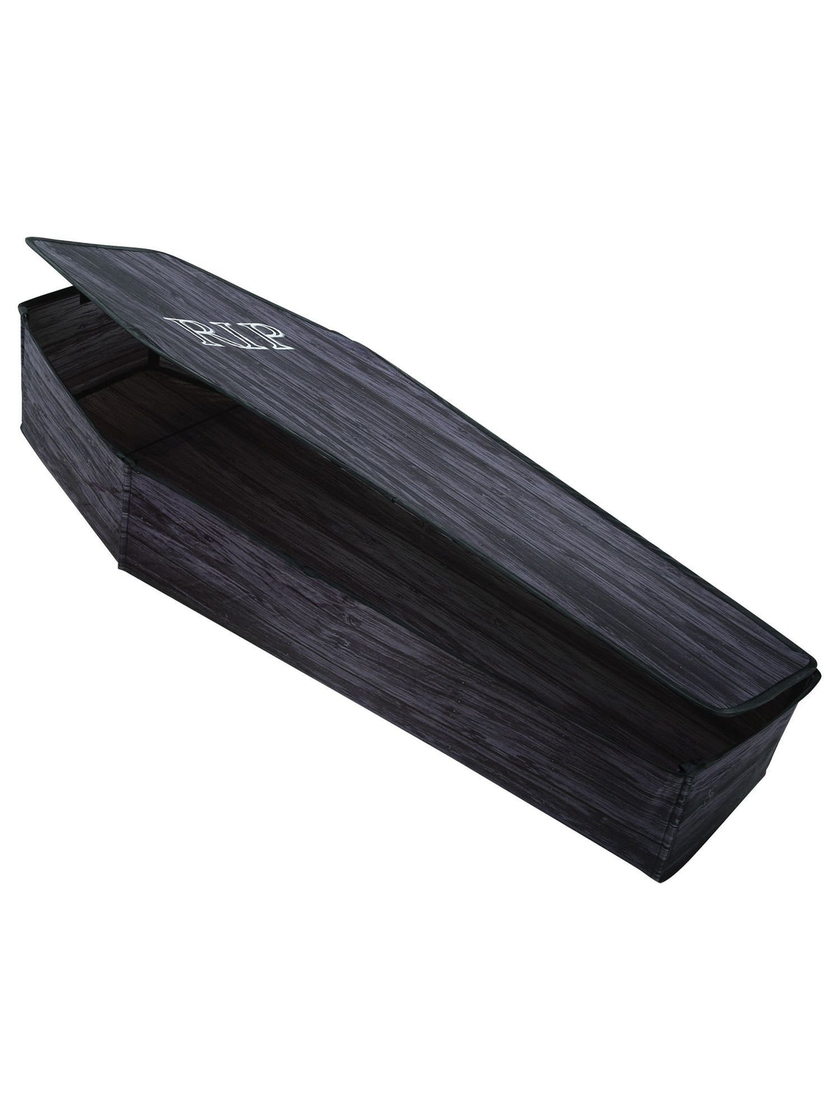 Seasonal Visions 60" Wood-Print Coffin Prop with Lid, Black front view