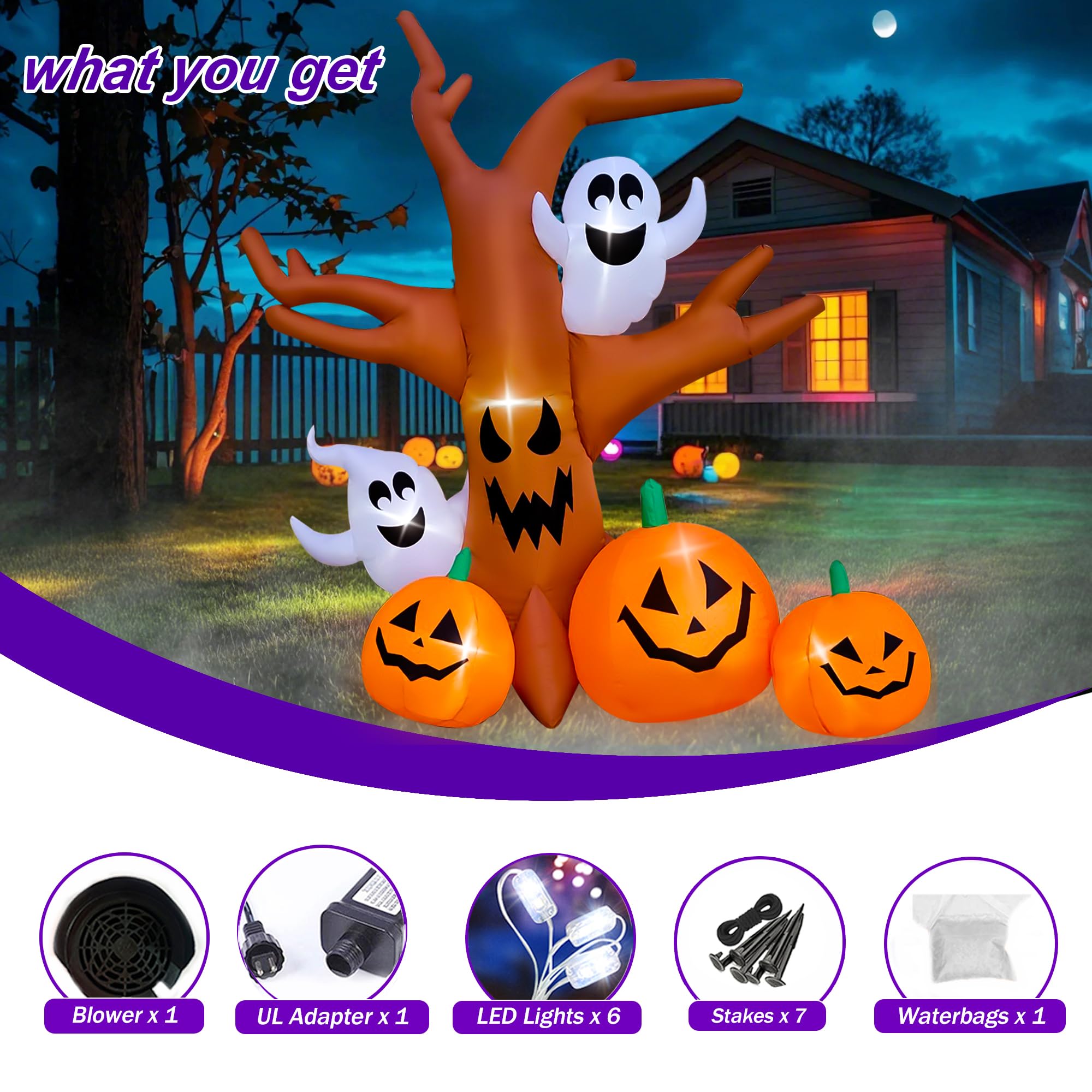 SEASONBLOW inflatable decoration setup in a yard during Halloween