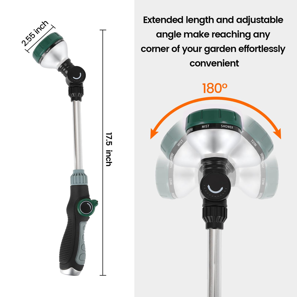 Seatern Watering Wand 17.5 inch showing the 180 degree pivoting head