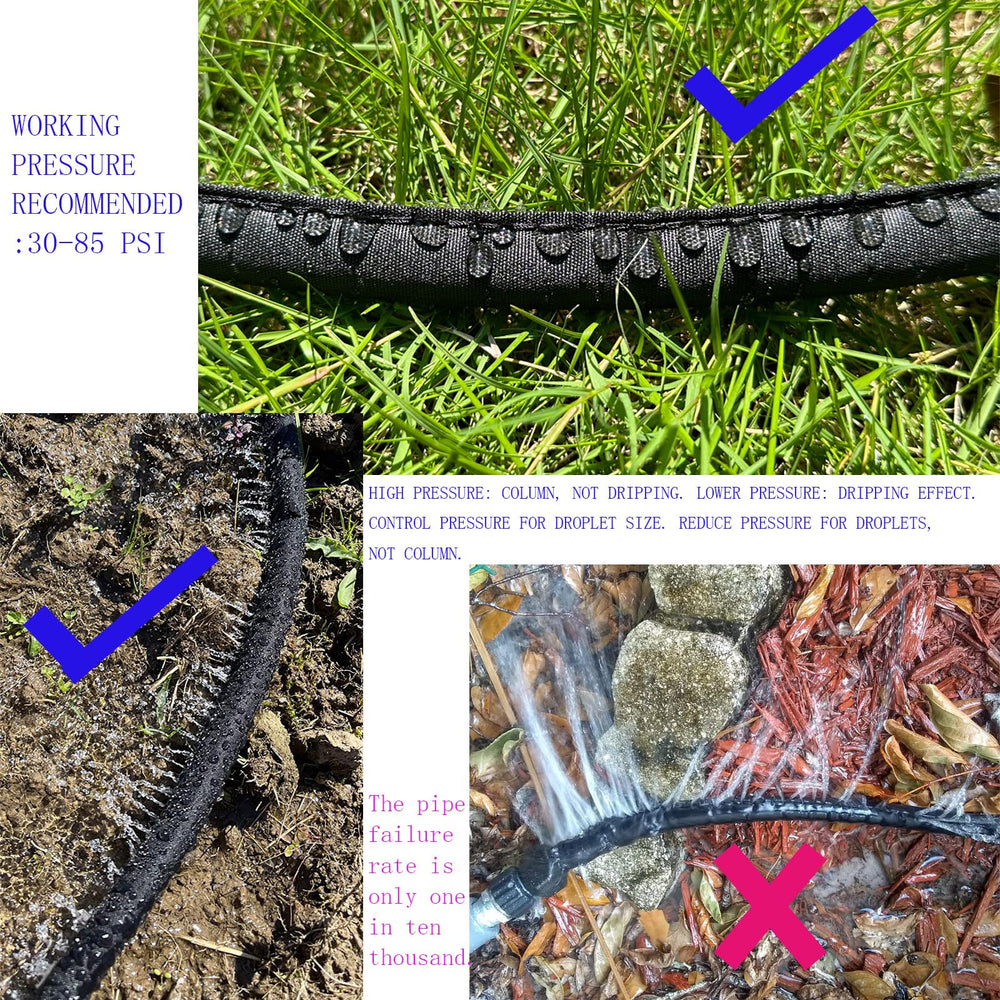 Secbulk Flat Soaker Hose lying flat on garden soil