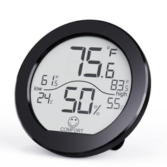 SECRUI Indoor Hygrometer Thermometer black model front view
