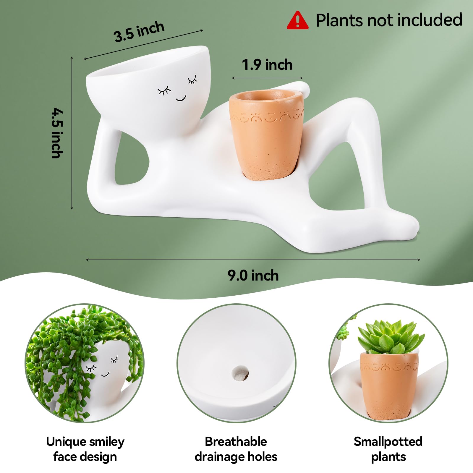 Sederikun Lazy Guy Plant Pot in packaging with tray and saucer