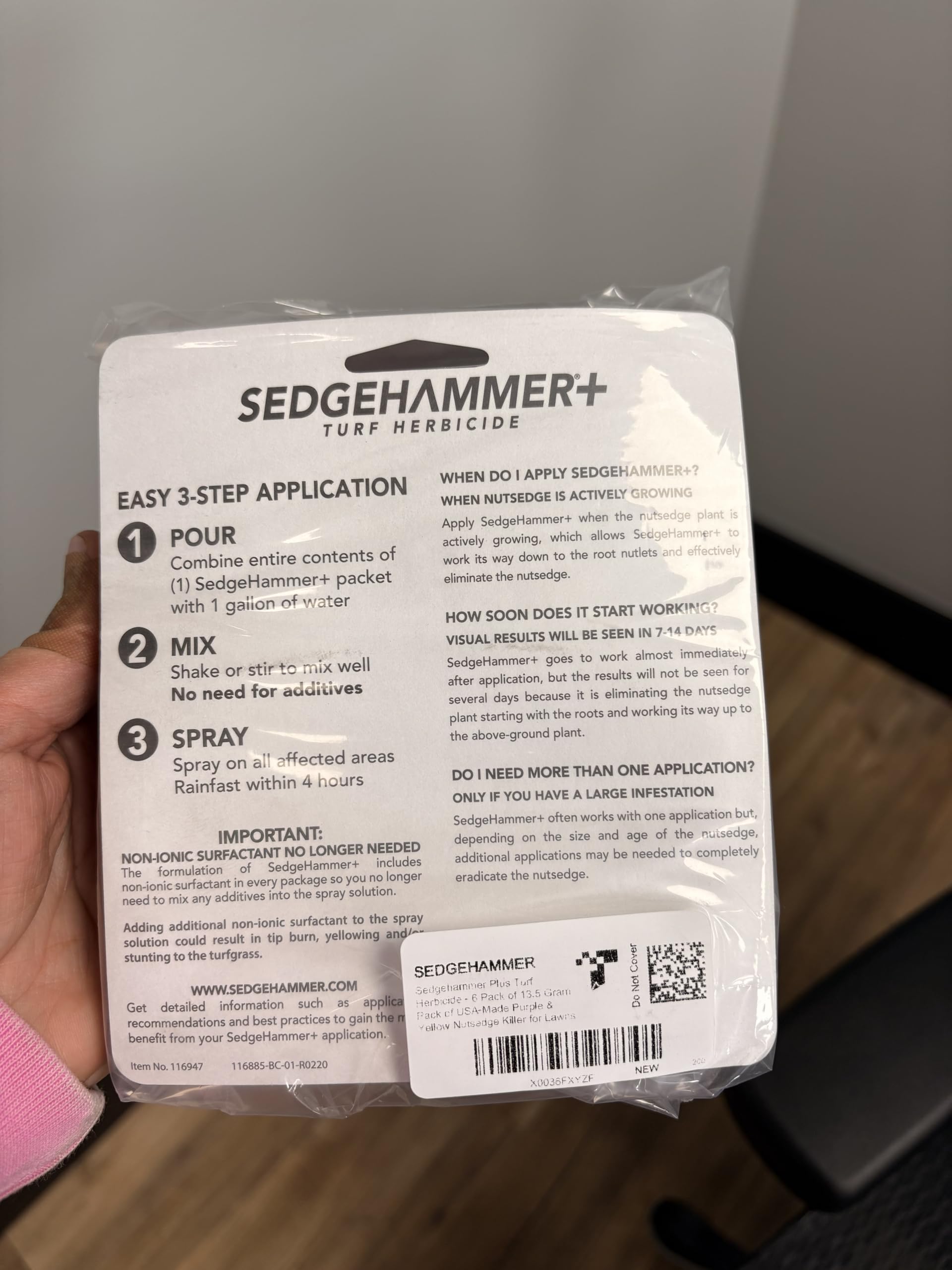 SEDGEHAMMER herbicide in use on a residential lawn