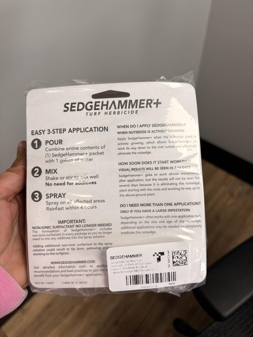 SEDGEHAMMER herbicide in use on a residential lawn