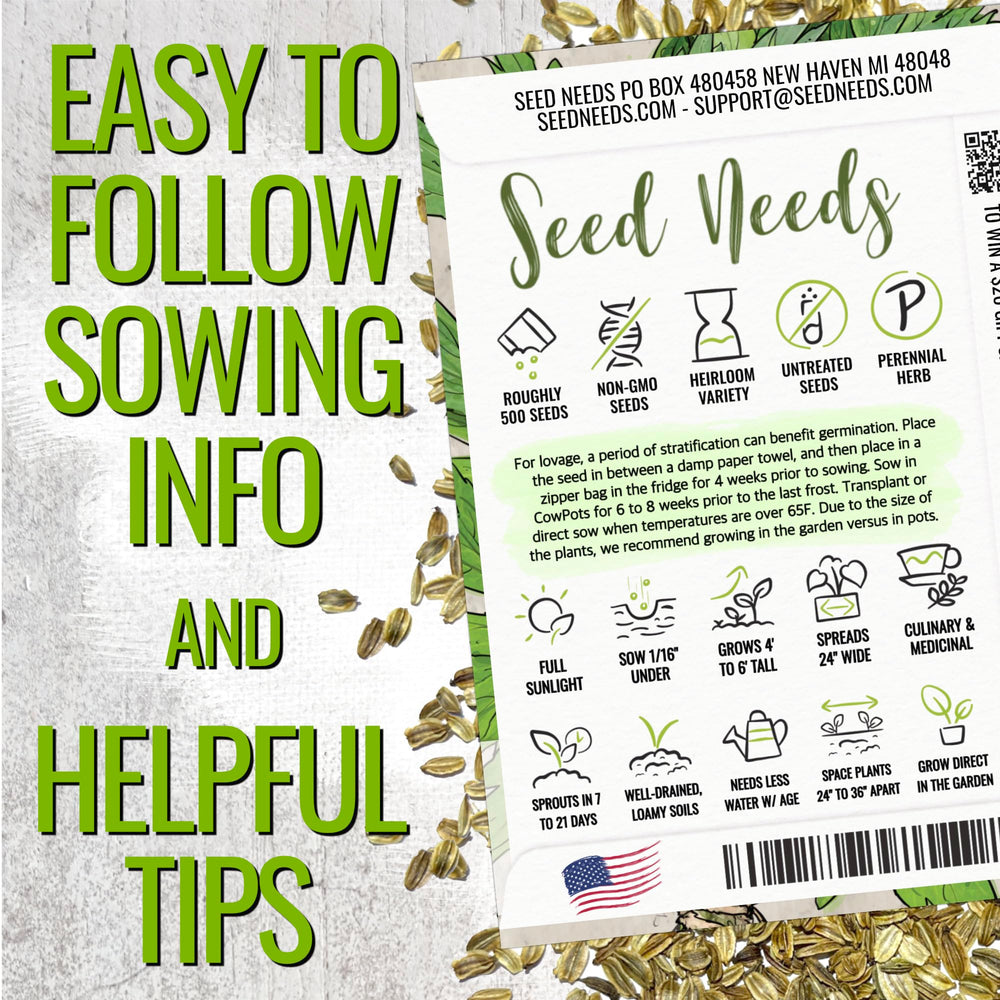 Seed Needs Lovage seeds in a gardening setup