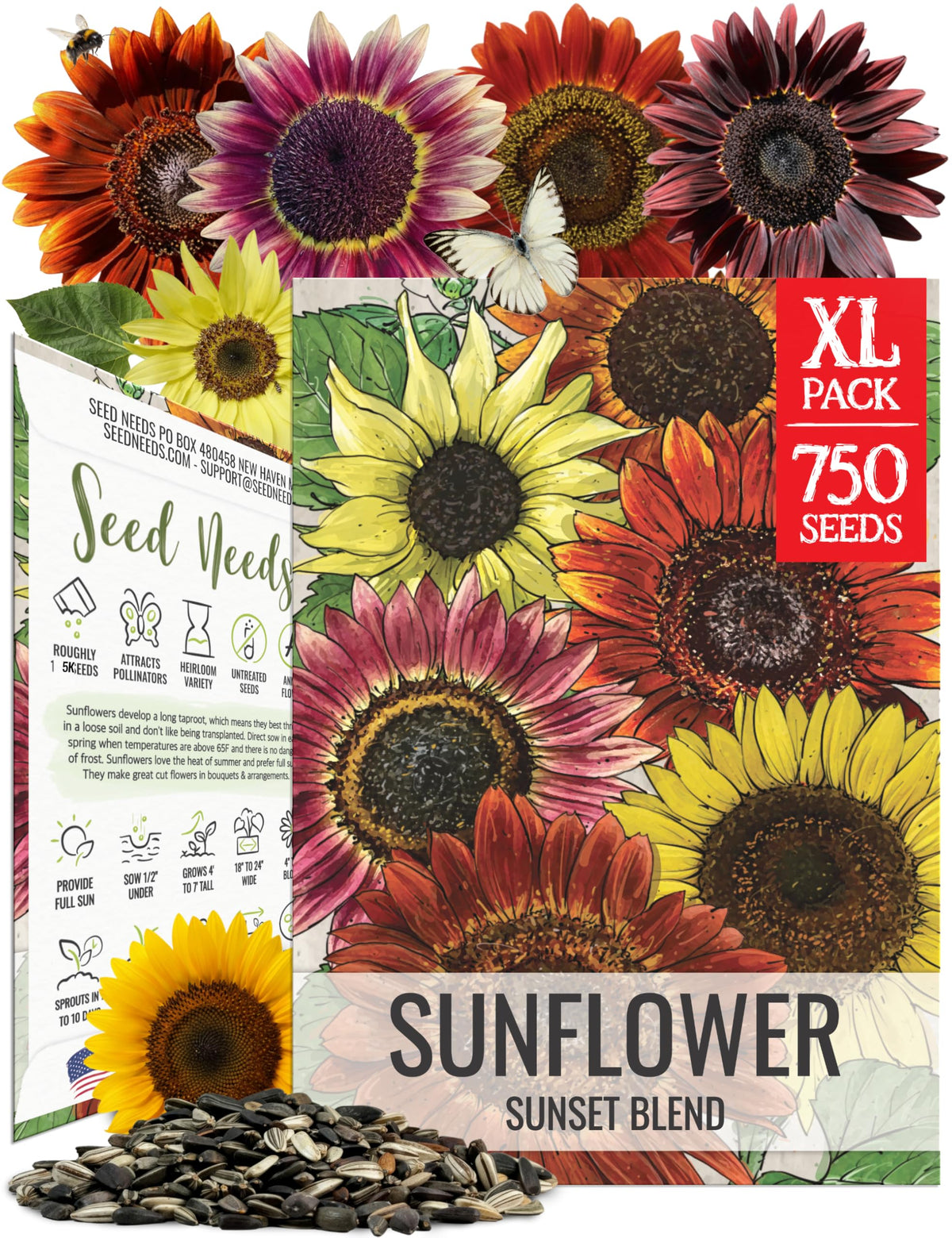 Seed Needs Sunset Mixture sunflower seeds front view