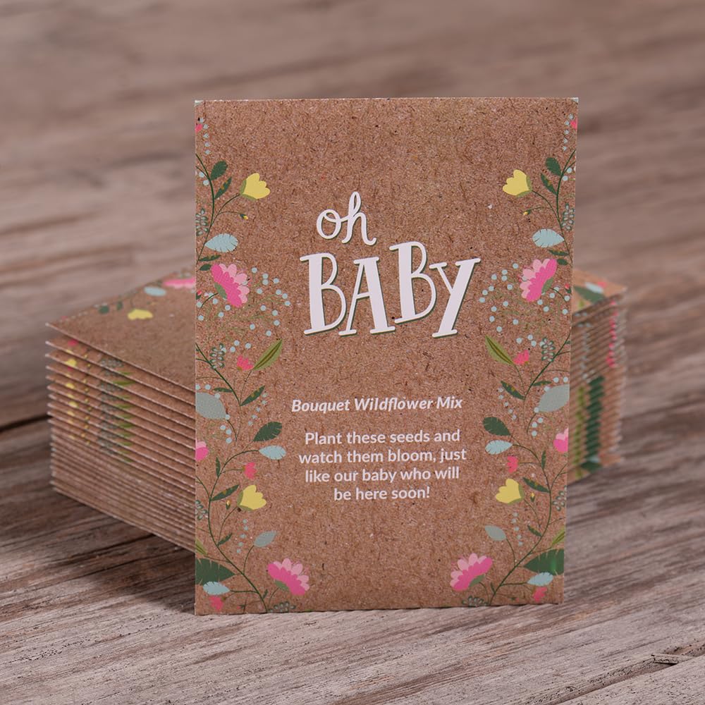 Seed packets in an outdoor garden setting