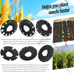 Seed plates showing various spacing options for planting