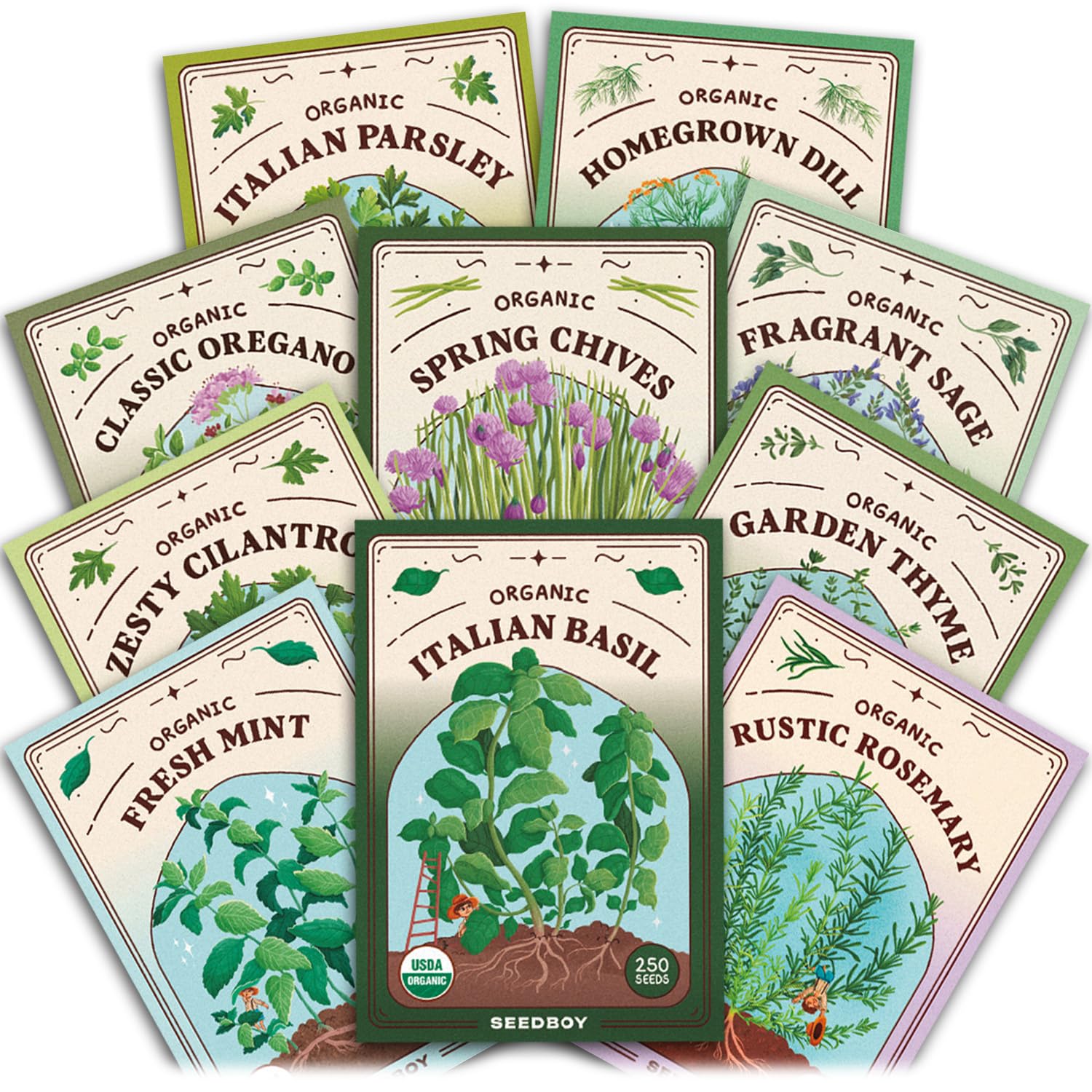Seedboy Organic Non-GMO Herb Seeds Variety Pack front view