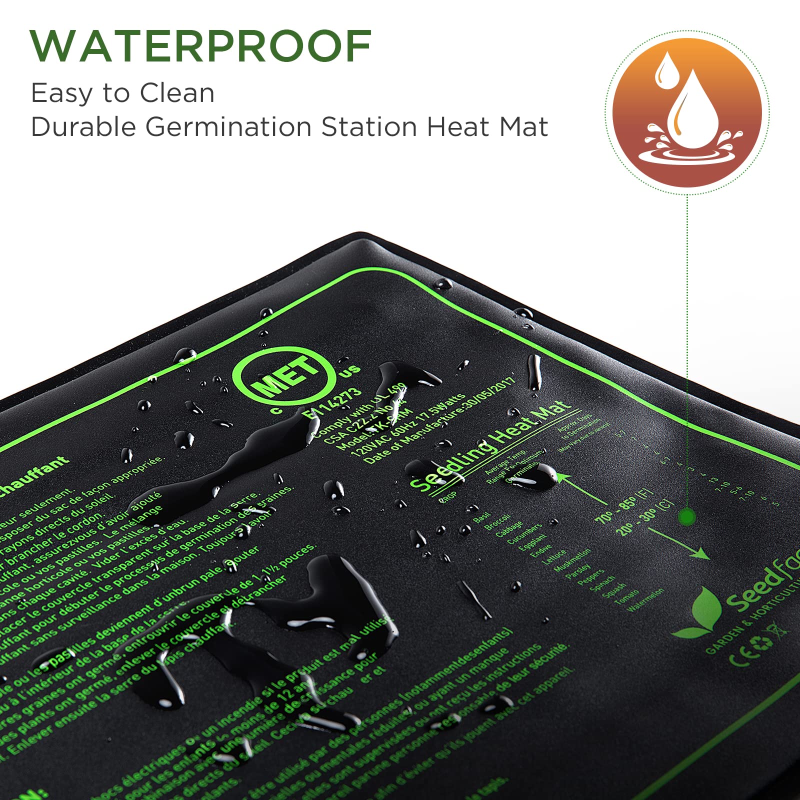 Seedfactor Seedling Heat Mat flat view with humidity dome