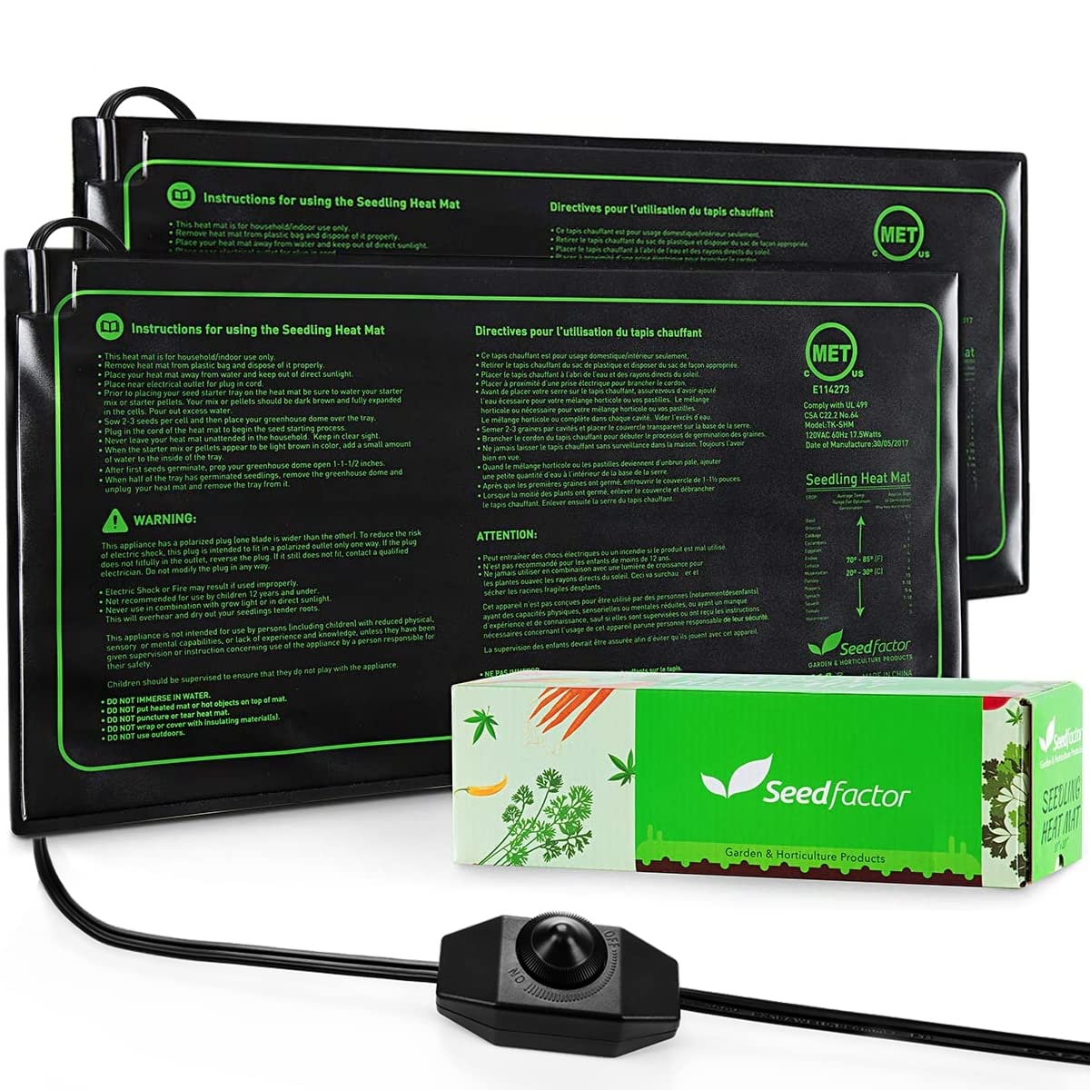 Seedfactor Seedling Heat Mat front view showing adjustable temperature feature