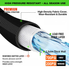 SeeMeYes 100FT Garden Hose connected to a faucet