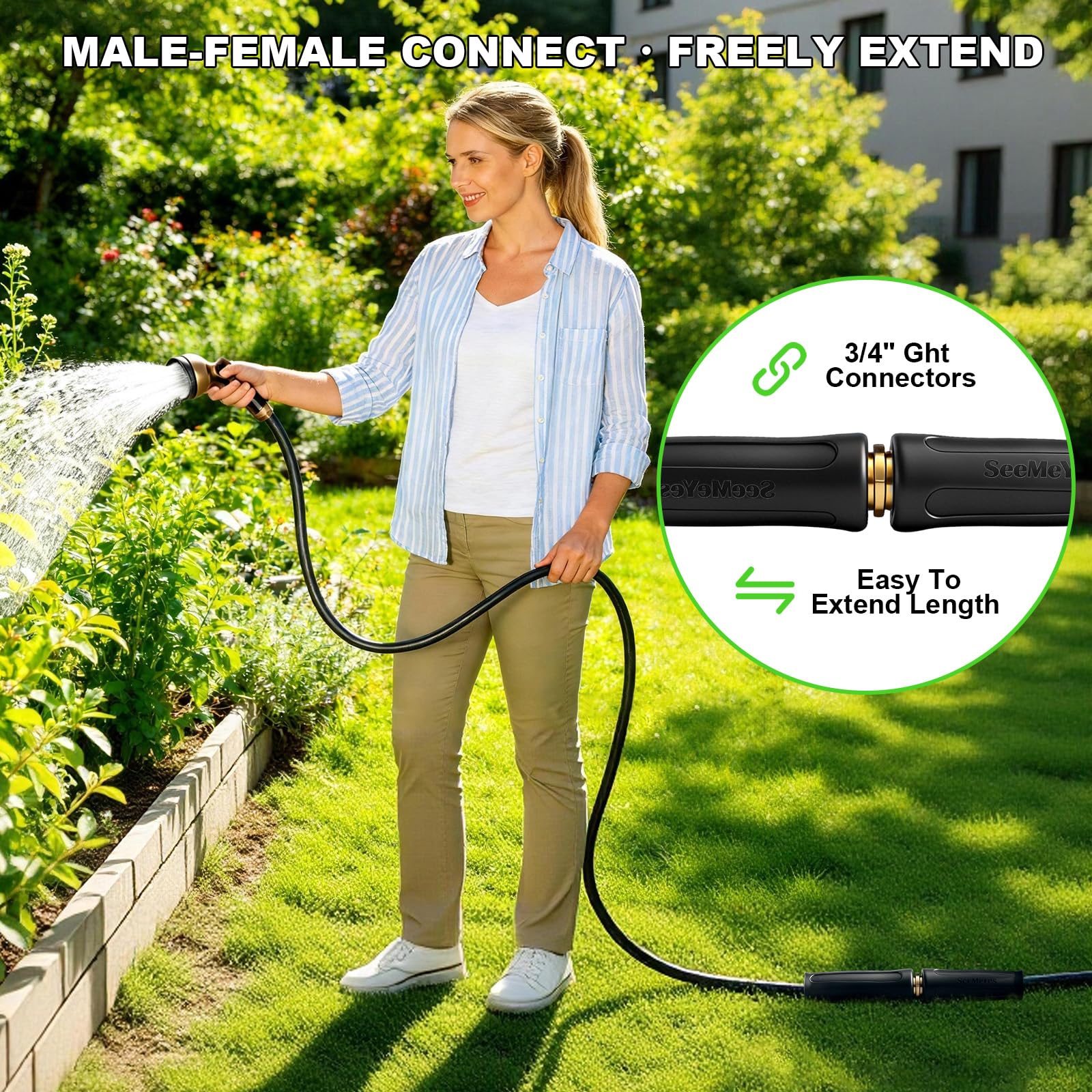 SeeMeYes 100FT Garden Hose showing 700 PSI pressure capability