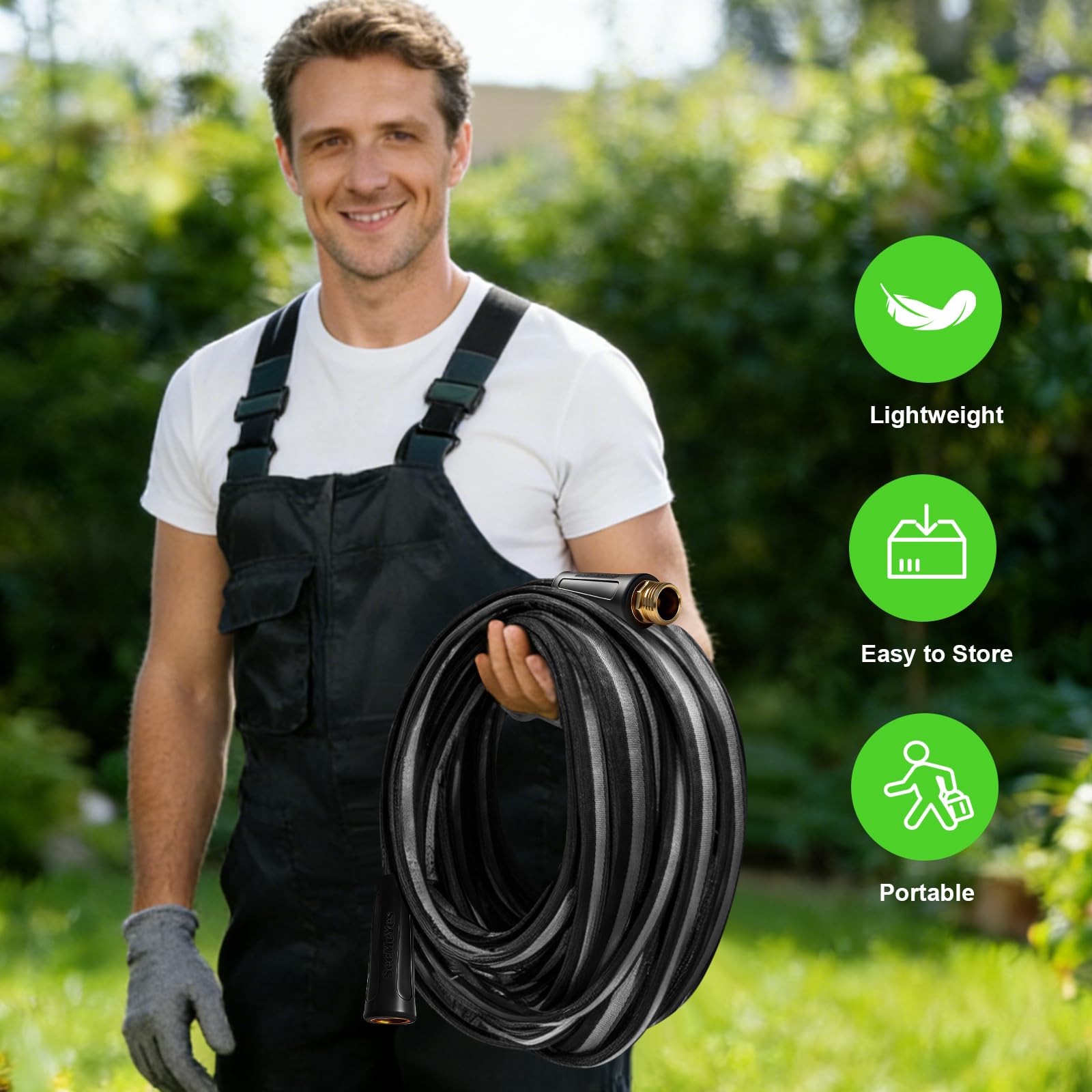 SeeMeYes 100FT Garden Hose with 360-degree rotating handle