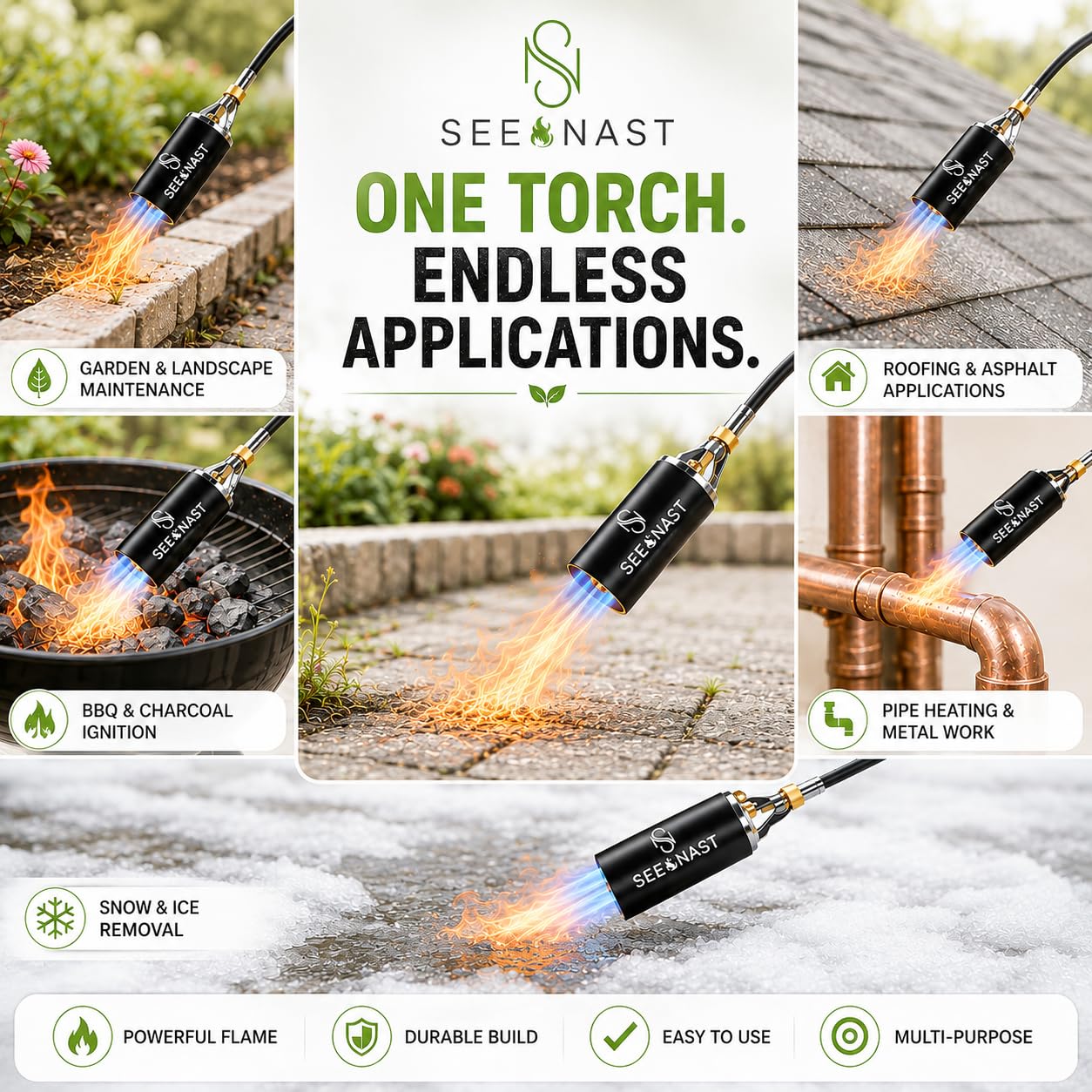 SeeNast Propane Torch Weed Burner back view with extended handle
