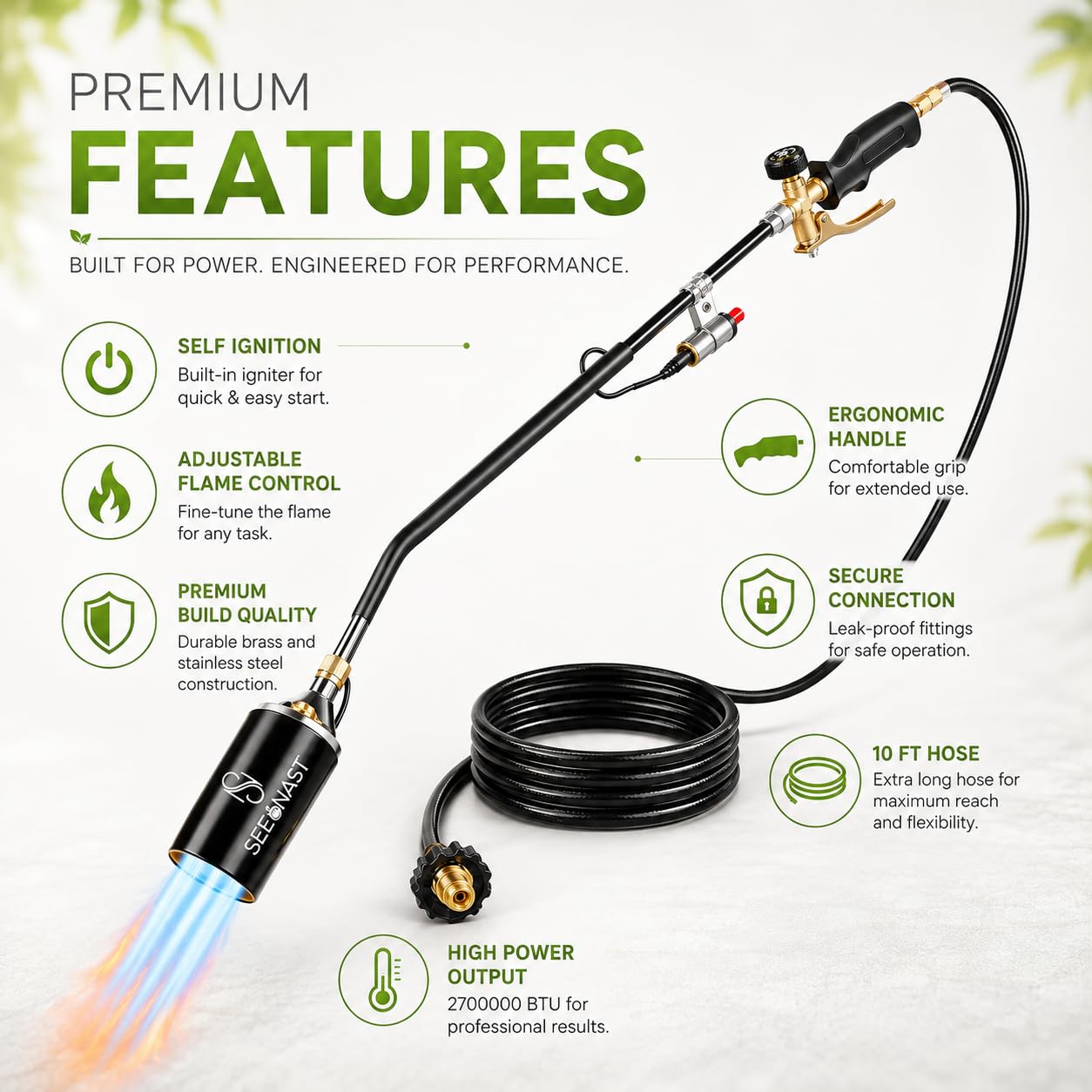 SeeNast Propane Torch Weed Burner in use melting snow