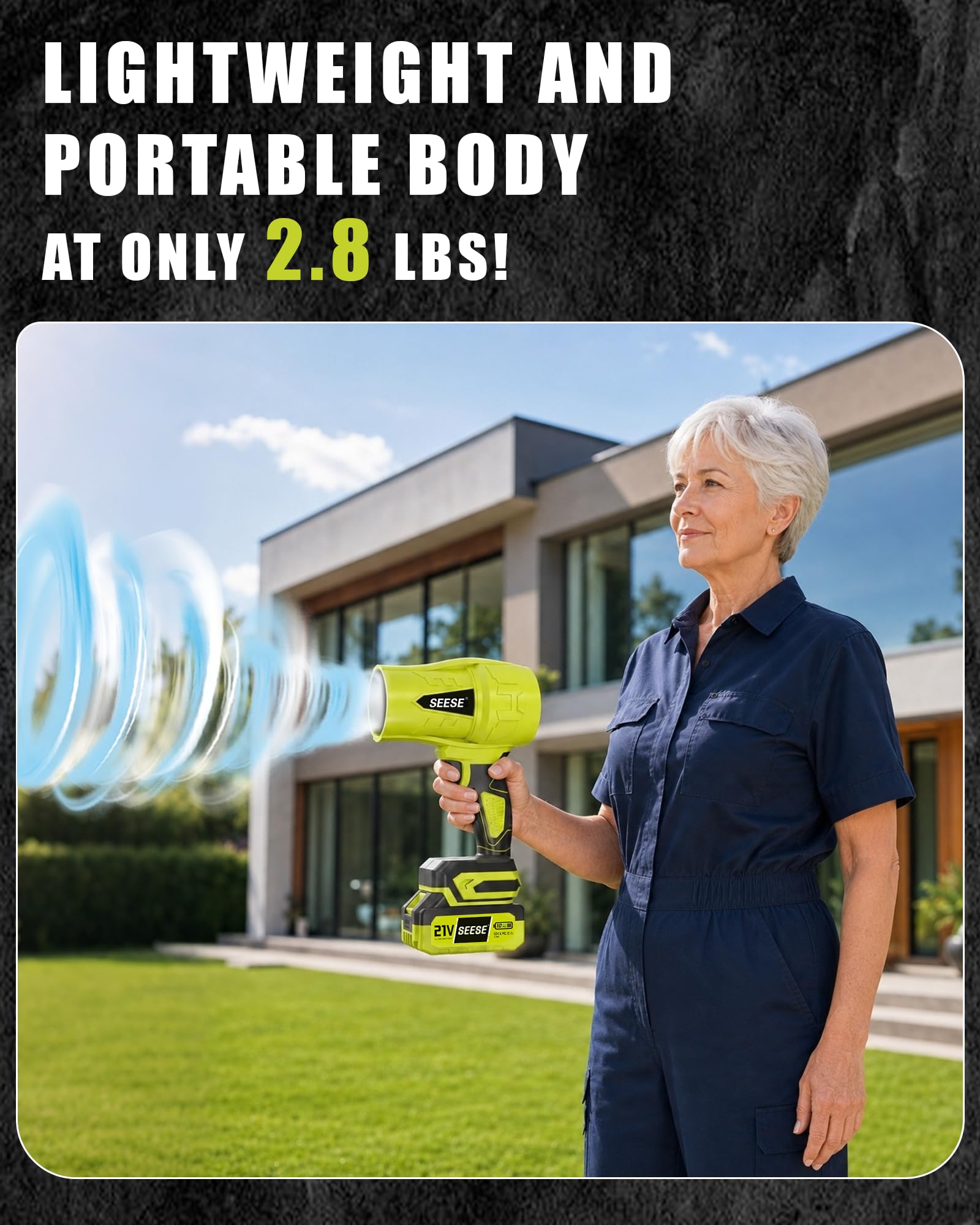 Seese Turbo Leaf Blower displaying low noise operation