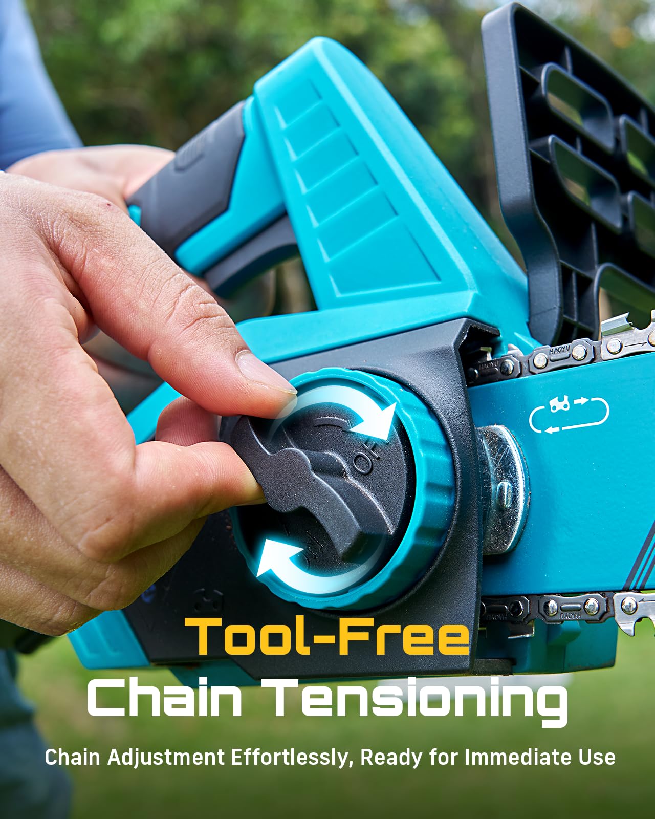 Seesii 12-Inch Chainsaw on a cutting job outdoors