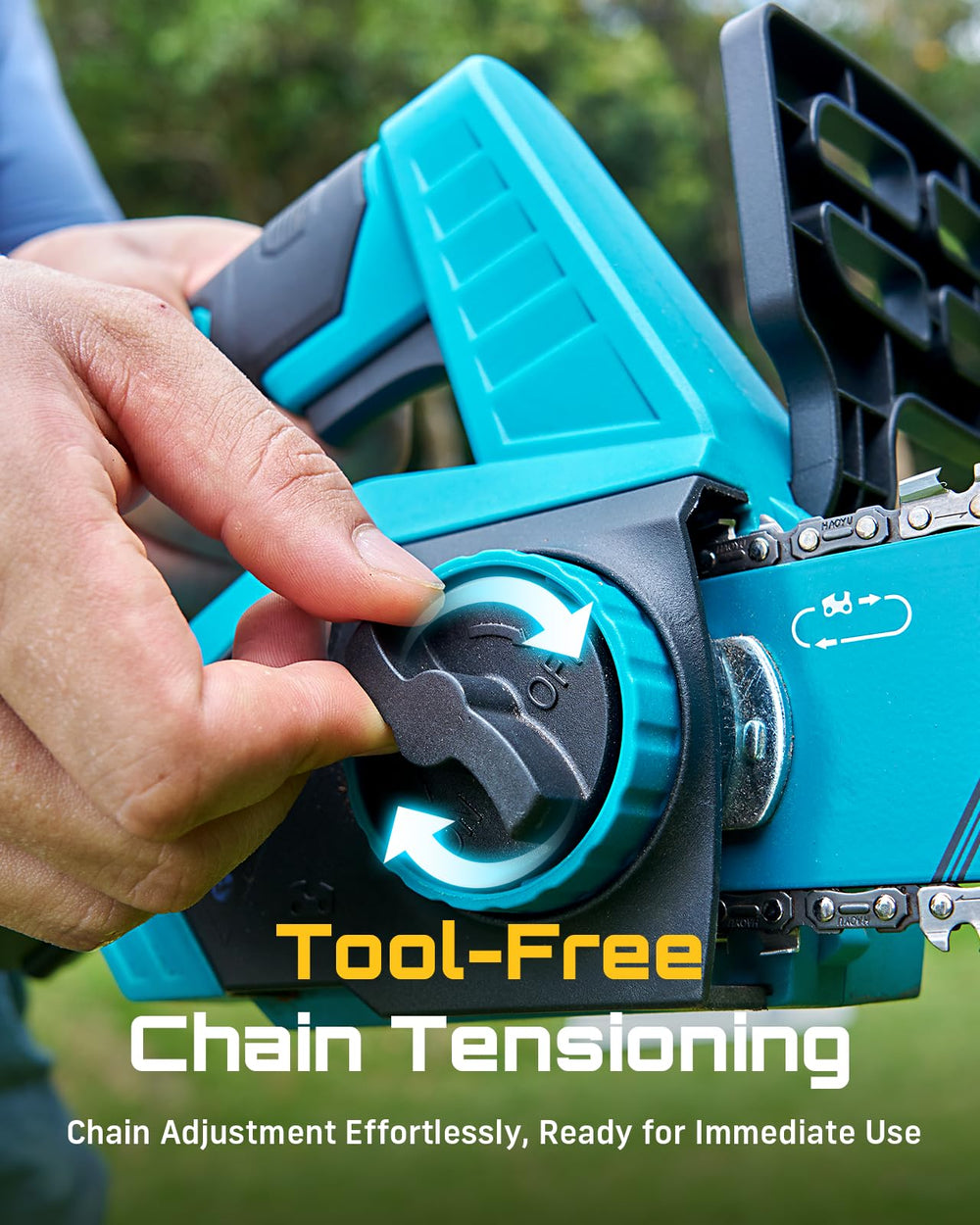Seesii 12-Inch Chainsaw on a cutting job outdoors