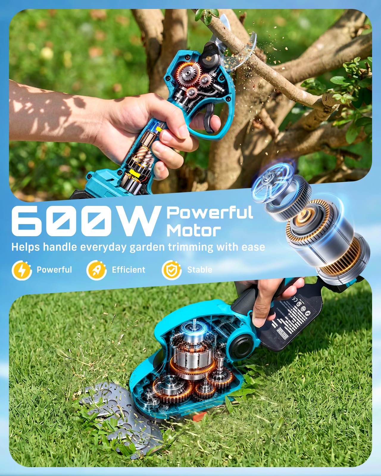 Seesii electric hedge trimmer in action cutting hedges