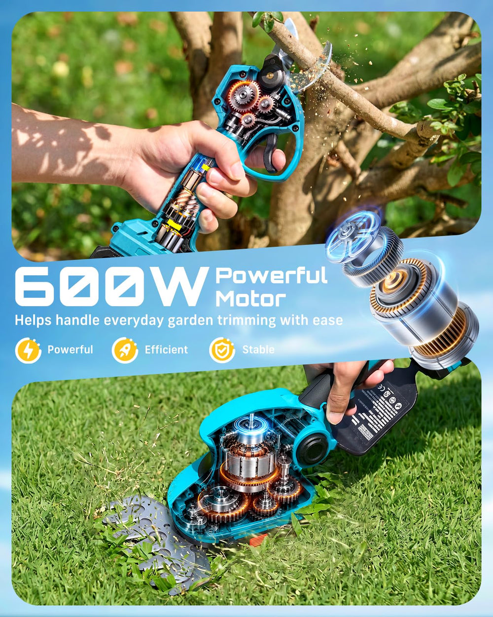 Seesii electric hedge trimmer in action cutting hedges