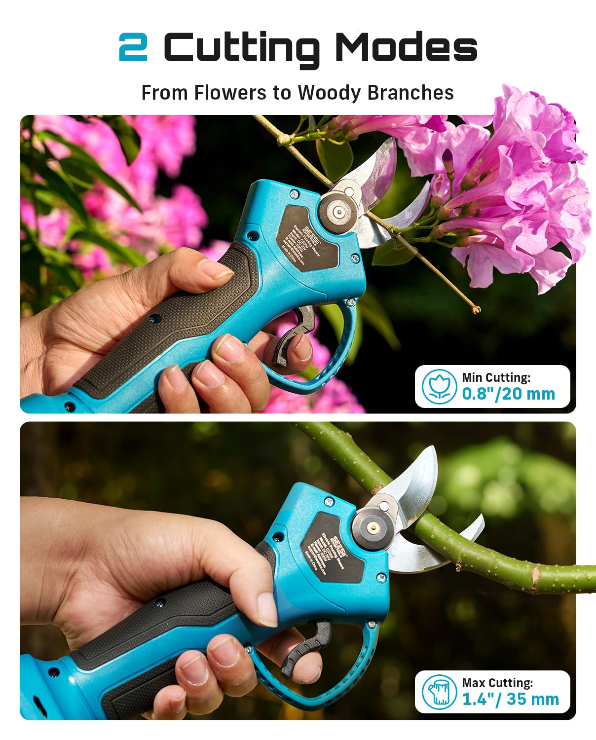 Seesii Electric Pruning Shears showing battery compartment