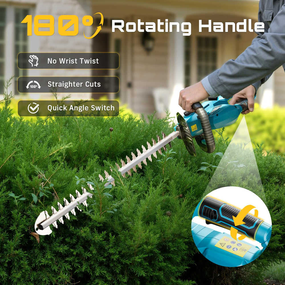 Seesii hedge trimmer in use on a shrub