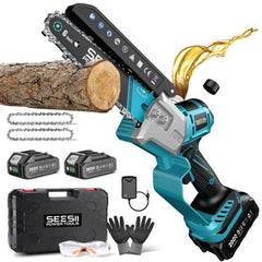 Seesii Mini Chainsaw 6 Inch Brushless, front view
