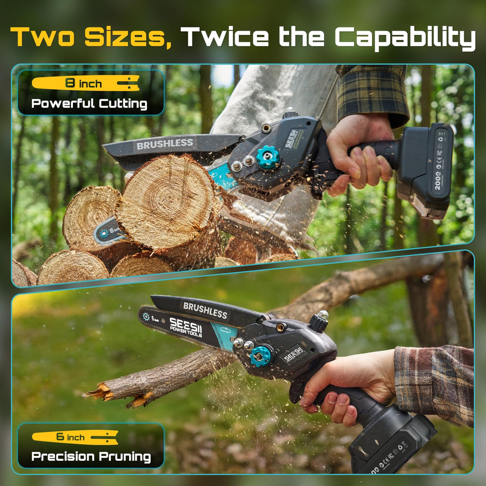 Seesii Mini Chainsaw battery and charger included