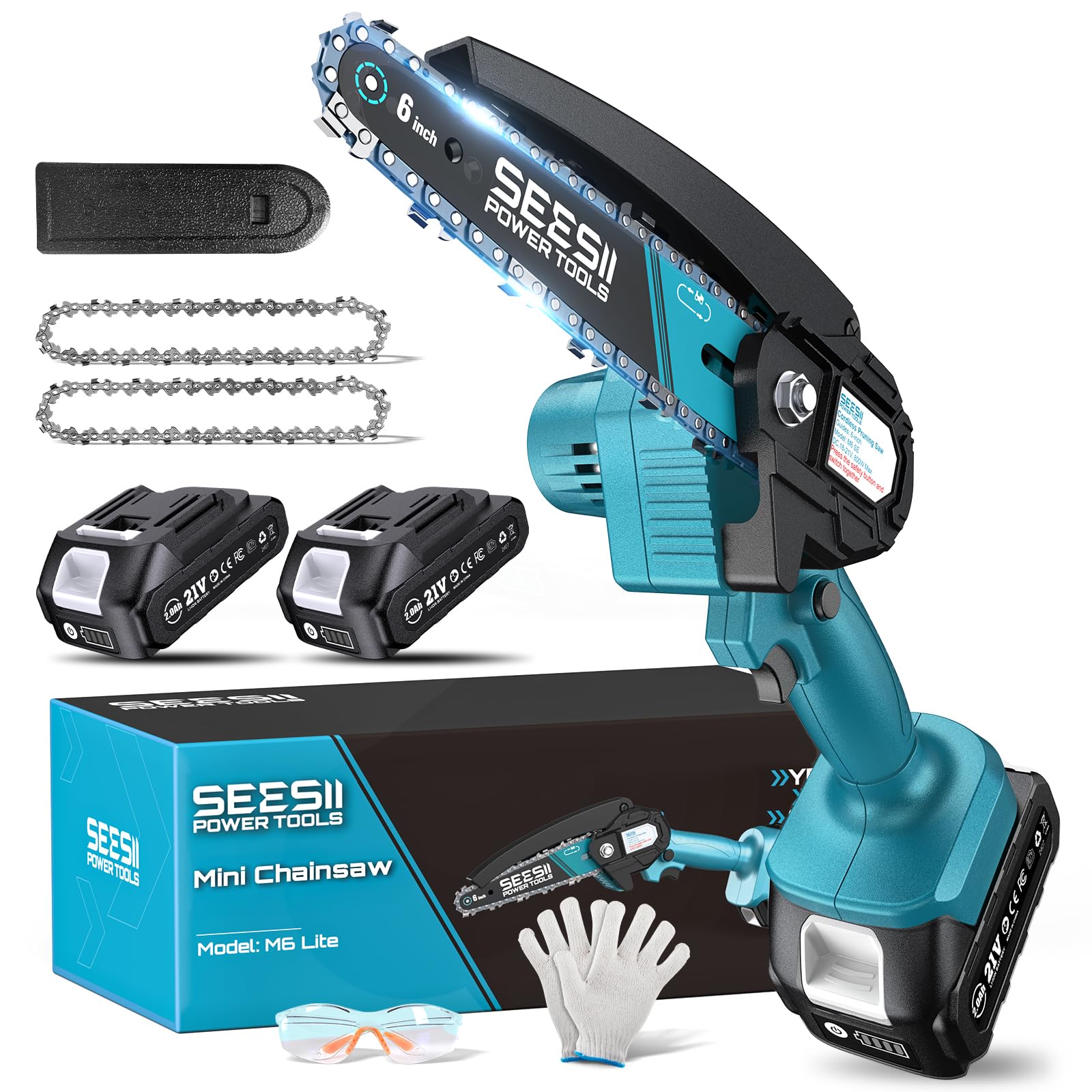 Seesii Mini Chainsaw blue model front view