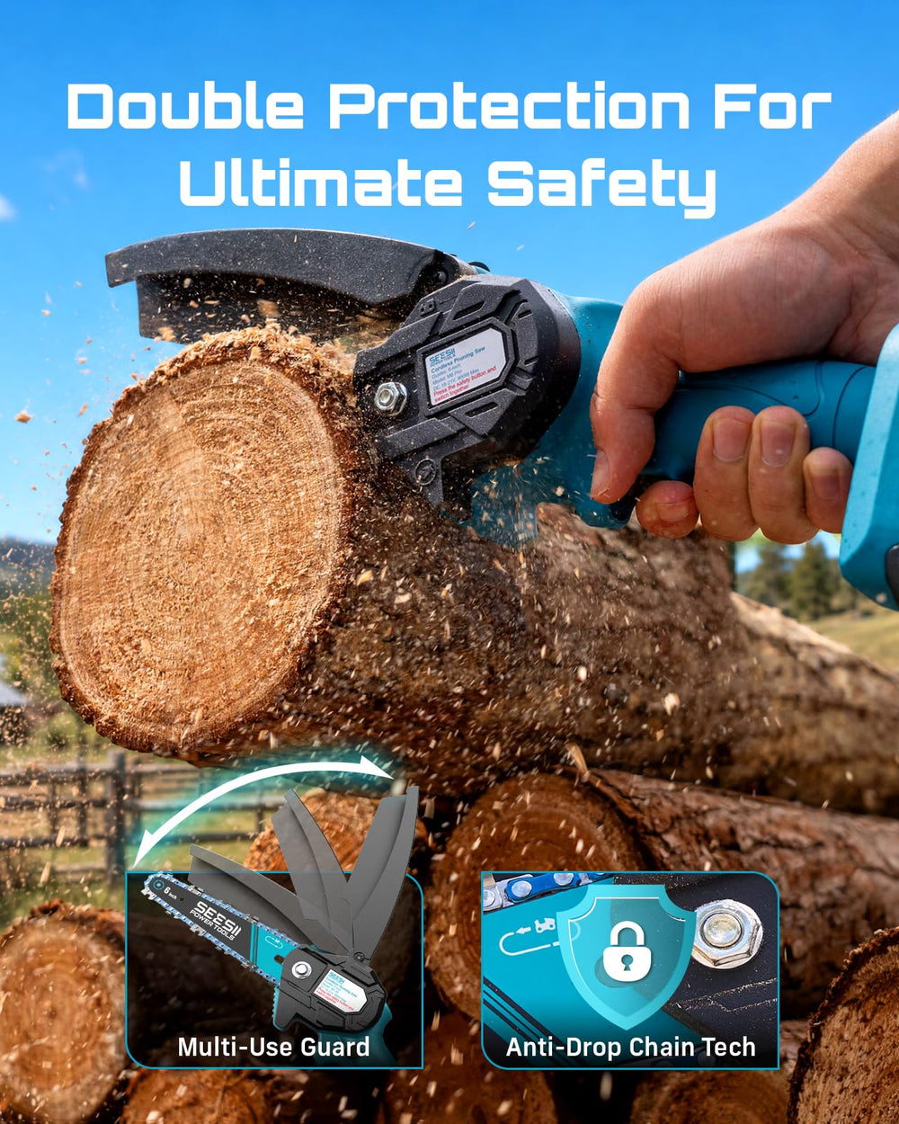 Seesii Mini Chainsaw in packaging