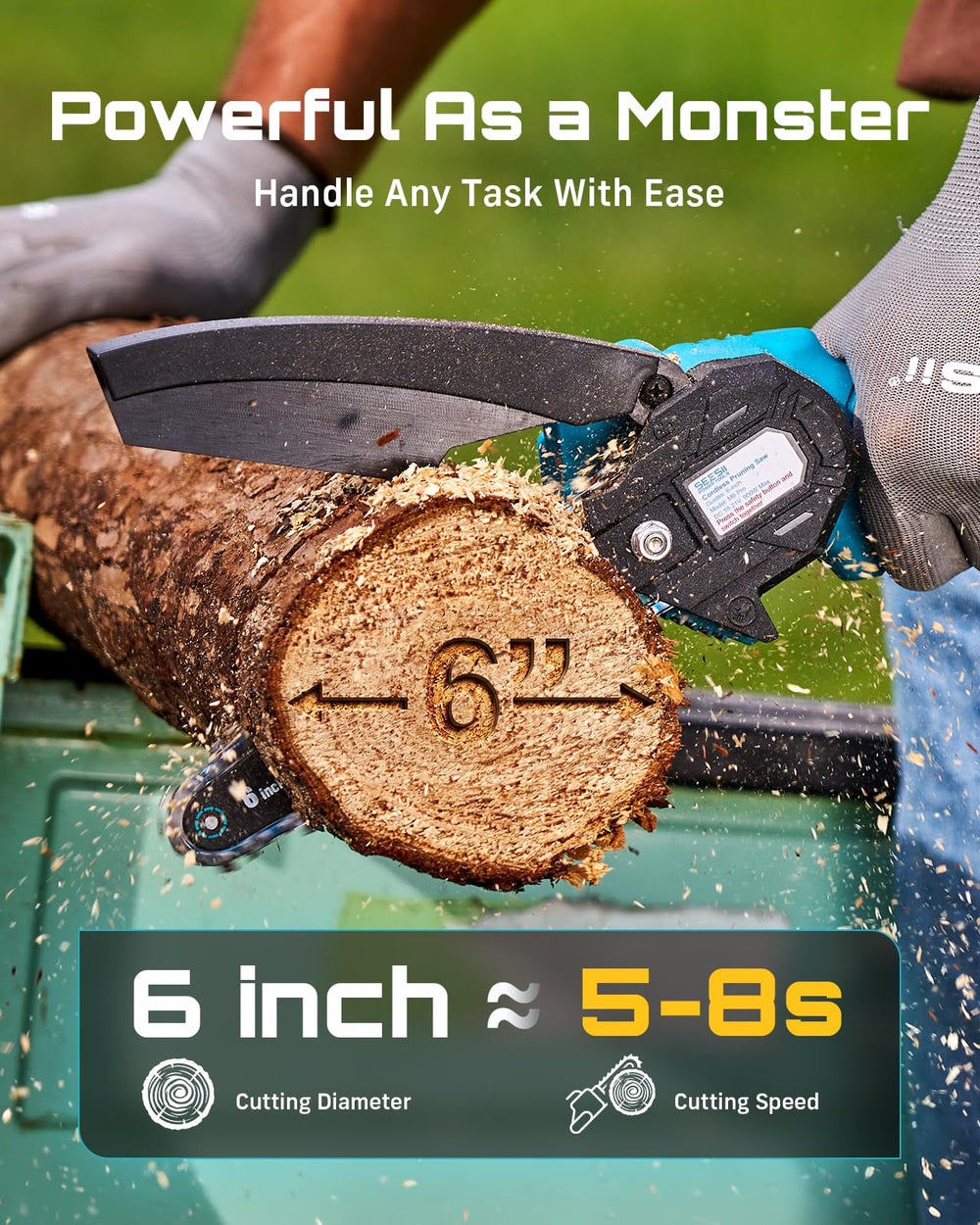 Seesii Mini Chainsaw with two batteries and chains