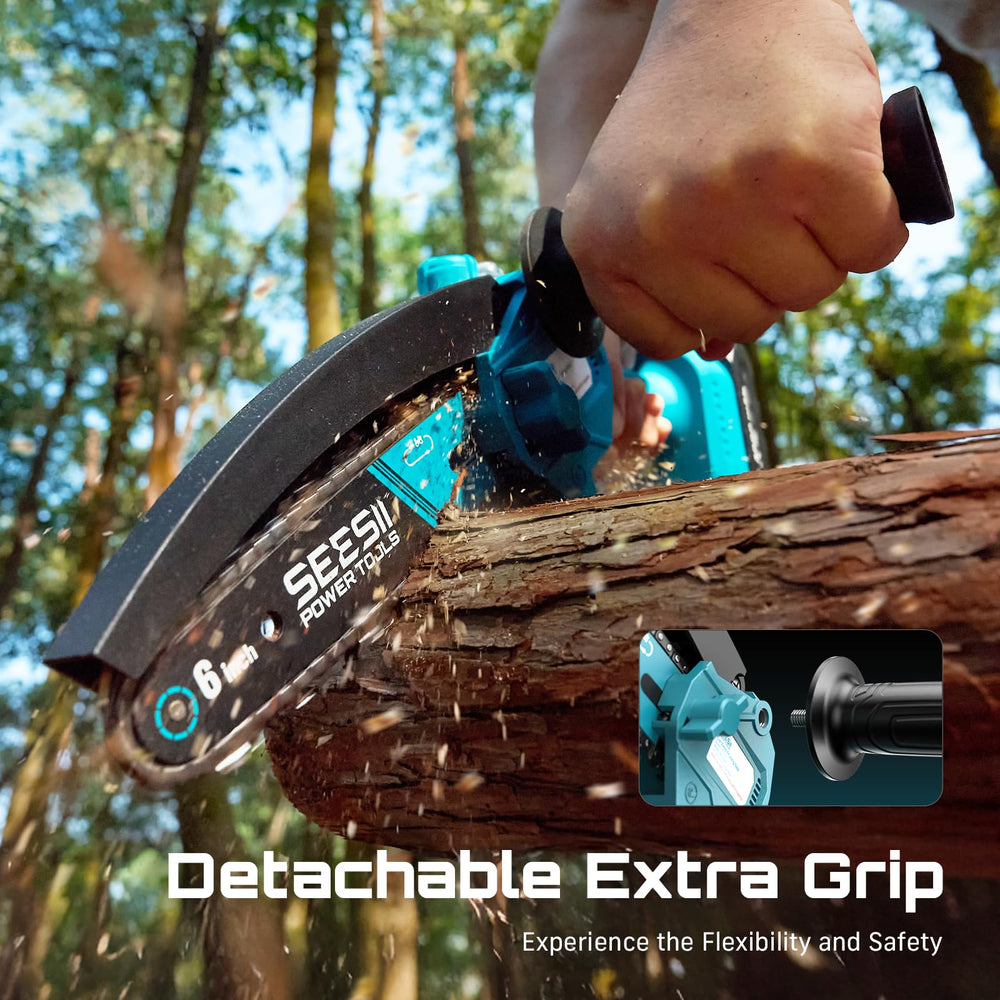 Seesii Mini Electric Chainsaw with attached hand guard
