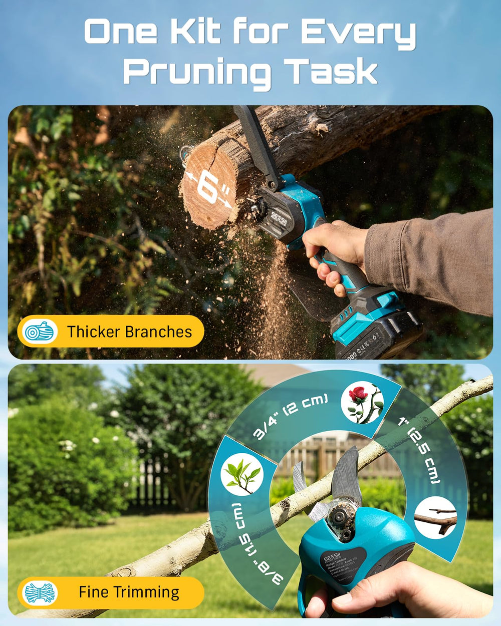 Seesii Pruning Shears with adjustable cutting modes