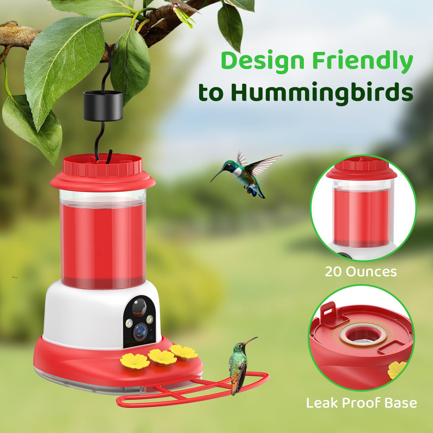 SEHMUA Smart Hummingbird Feeder with clear nectar tank