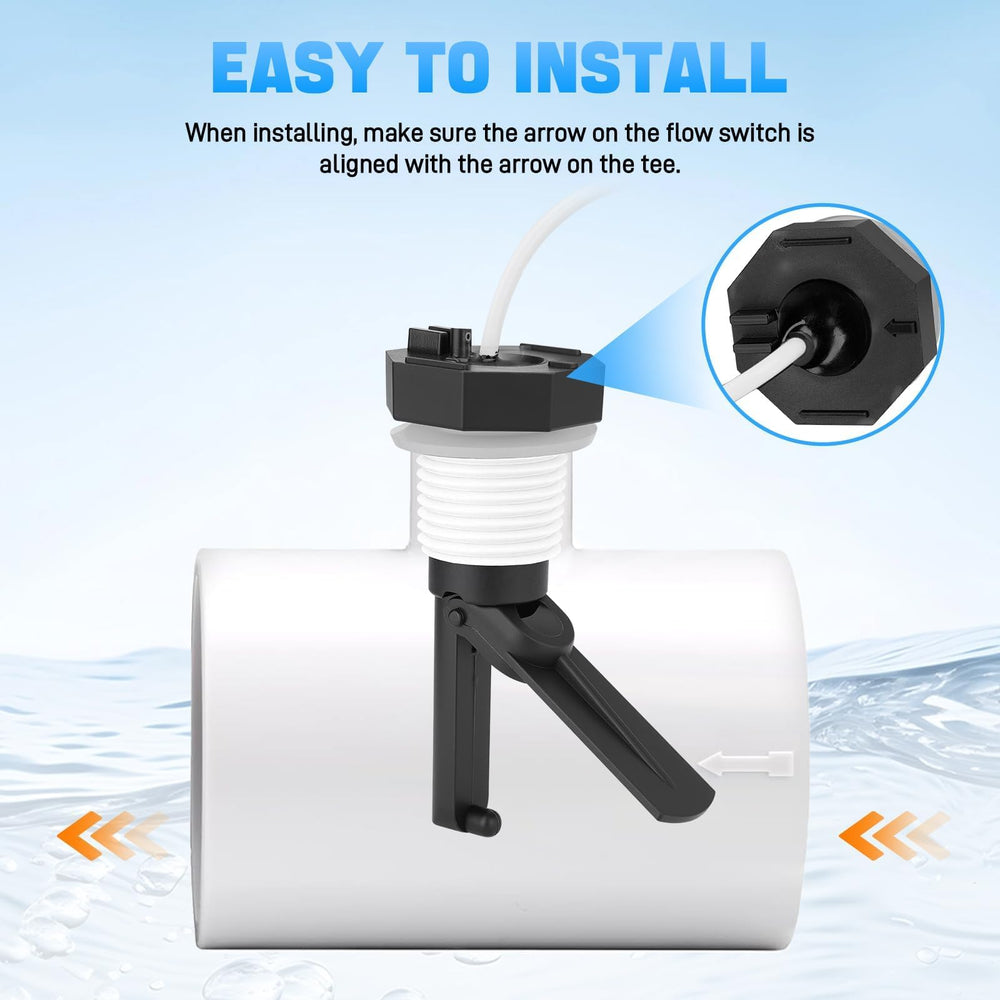 Sejaede GLX-FLO-RP flow switch with cable details