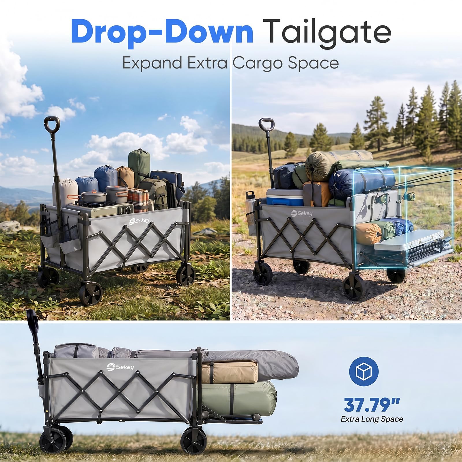 Sekey Collapsible Wagon cargo area with expandable floor